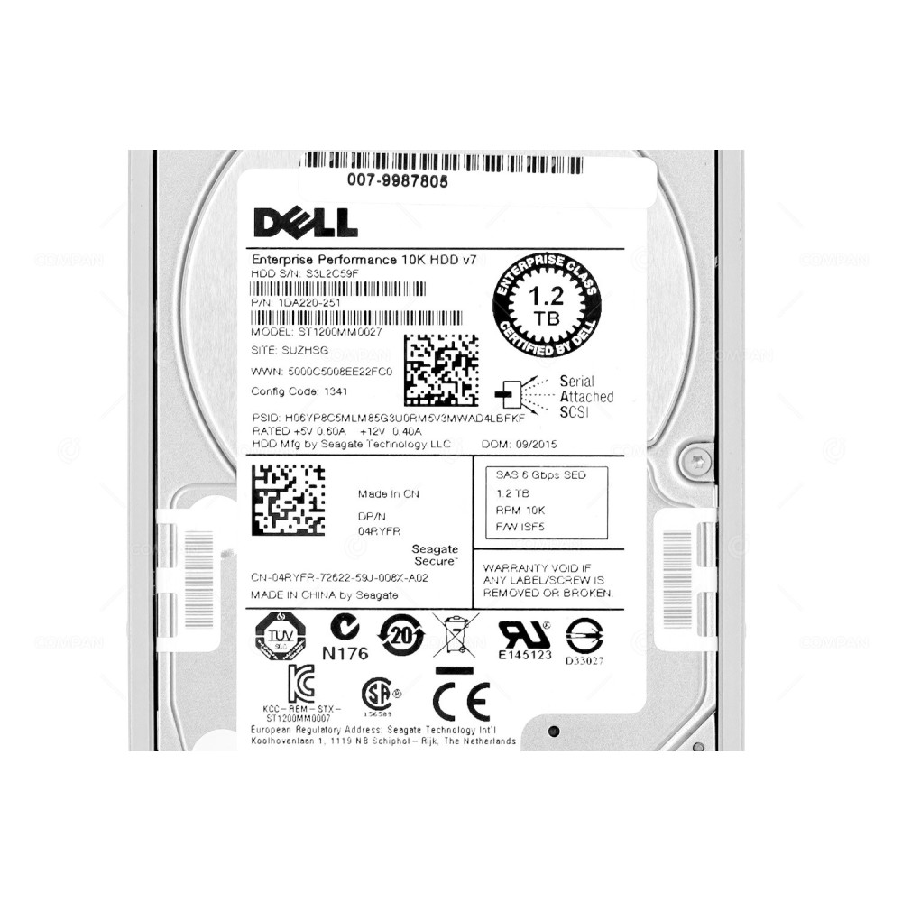 4RYFR  DELL HDD 1.2TB 10K SAS 6G 2.5" SFF